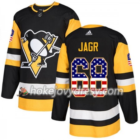 Pánské Hokejový Dres Pittsburgh Penguins Jaromir Jagr 68 2017-2018 USA Flag Fashion Černá Adidas Authentic